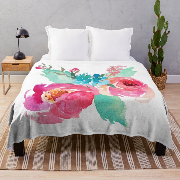 Item preview, Watercolor Colorful Pink Coral Turquoise Flowers designed and sold by junkydotcom.