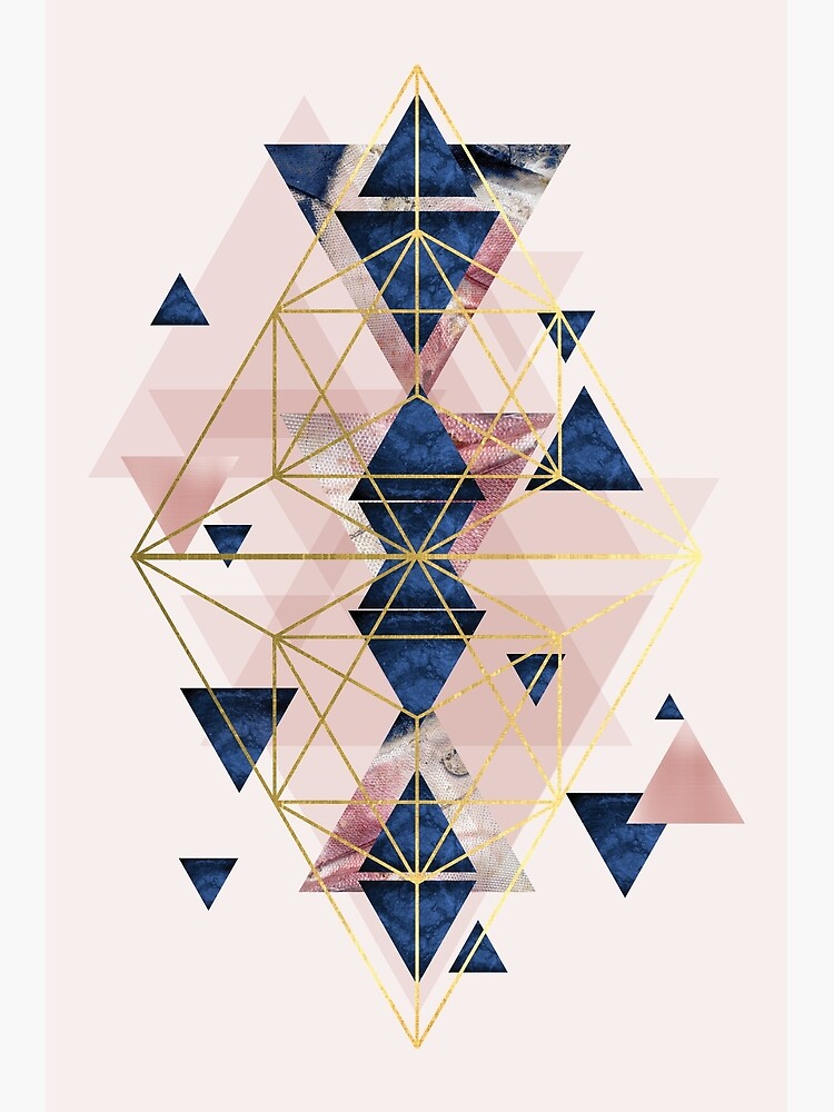 Blush Pink and Navy Geometric Perfection by UrbanEpiphany