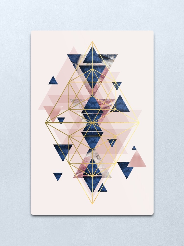 Alternate view of Blush Pink and Navy Geometric Perfection Metal Print