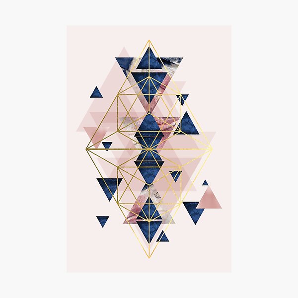 Blush Pink and Navy Geometric Perfection Photographic Print