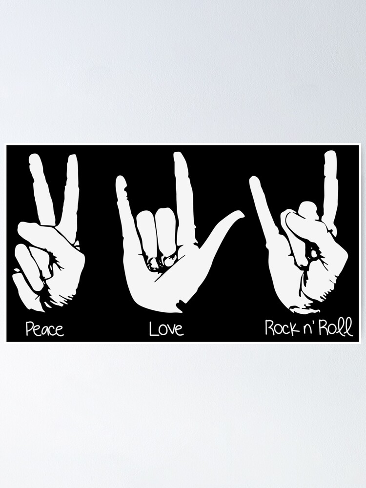 Download Peace Love Rock And Roll Poster By Reverentrole Redbubble