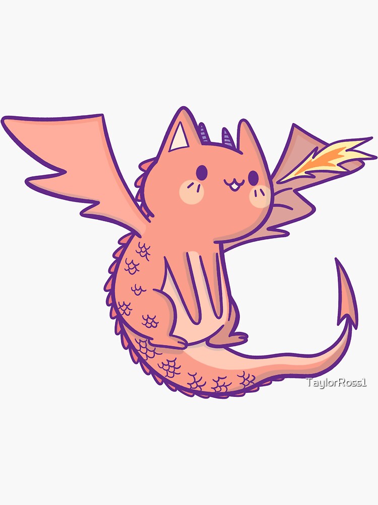 "Legendary Cat Dragon" Sticker by TaylorRoss1 Redbubble