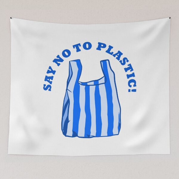 Item preview, NO TO PLASTIC BLUE Sticker designed and sold by aydapadi.