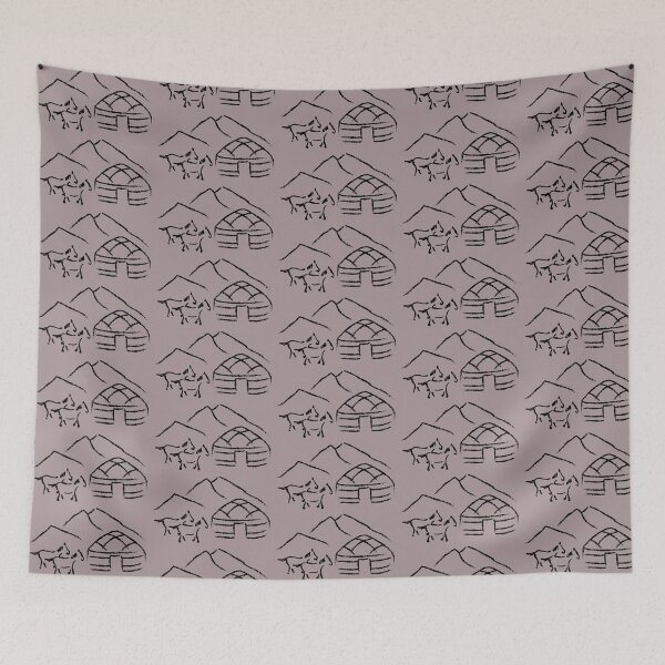 Item preview, Yurtlife with horses and mountains designed and sold by NatureTrail.