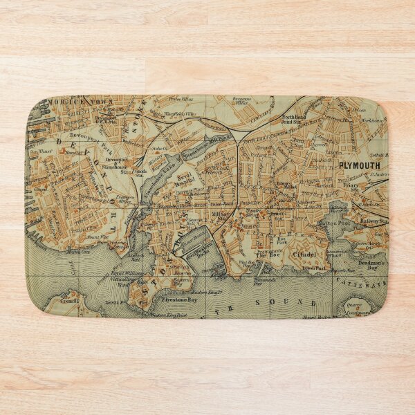 Item preview, Vintage Plymouth England Map (1901) designed and sold by BravuraMedia.