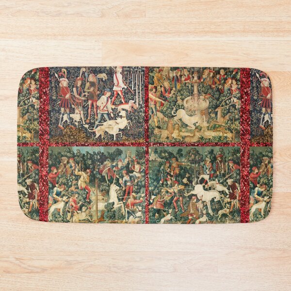 Item preview, FOUR UNICORN STORIES , Hunters ,Unicorn Defends Himself ,Green Floral Fantasy Collection designed and sold by BulganLumini.