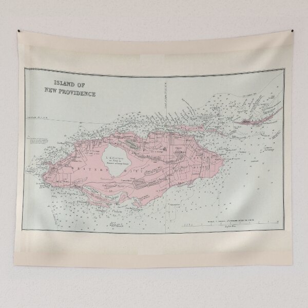 Item preview, Vintage New Providence Island Bahamas Map (1904) designed and sold by BravuraMedia.