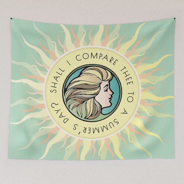 Item preview, Summer’s Day Shakespeare Green Pastel Art Nouveau Literary Quote designed and sold by STPBooks.