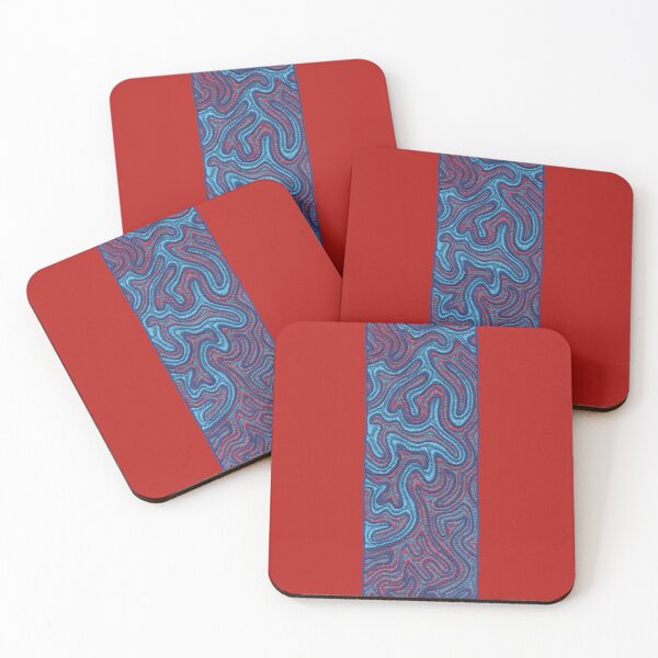 Item preview, Stitches - Coral  (embroidery in blue and red) designed and sold by VrijFormaat.