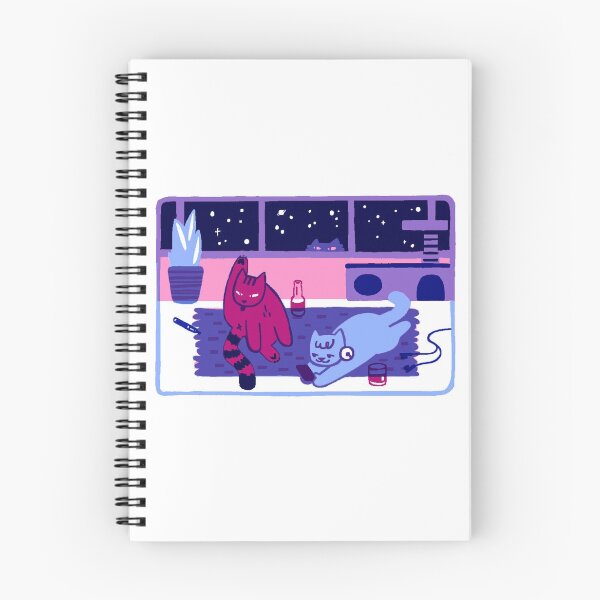 Item preview, Boys Night In Cats Night Time Space Kittens Print Pink and Blue Riso Style designed and sold by ruswatkins.