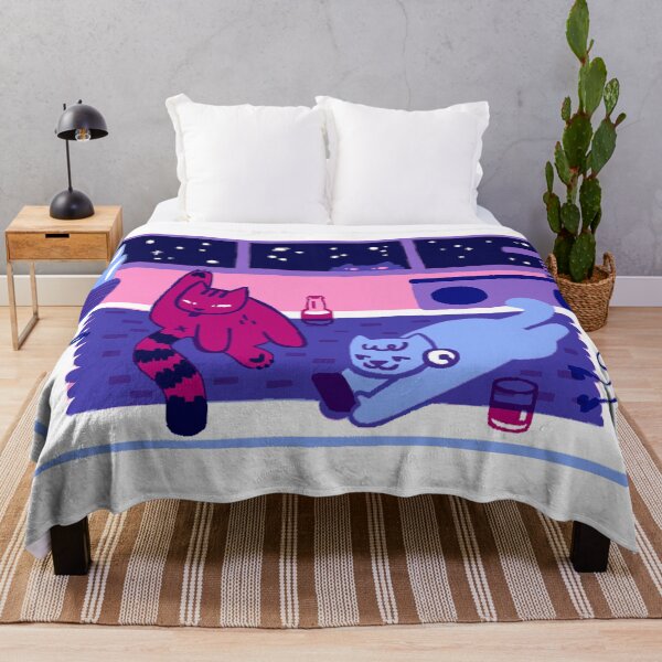 Item preview, Boys Night In Cats Night Time Space Kittens Print Pink and Blue Riso Style designed and sold by ruswatkins.