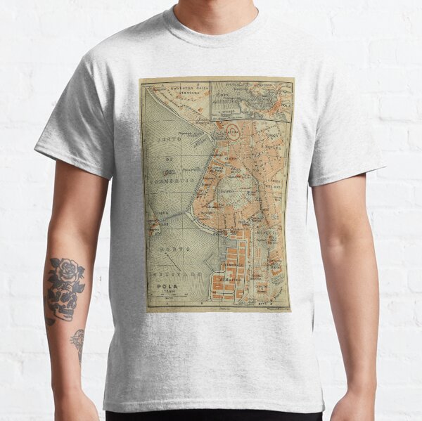 Vintage Pula Croatia Map (1911) Classic T-Shirt