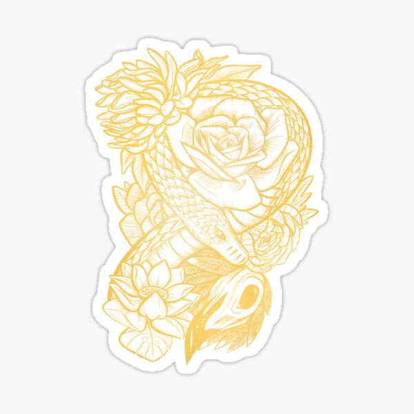 Decal Serpent Glitter Rose Red Sparkle Floral Sticker 4
