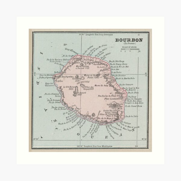 Carte de la Réunion d'époque (1901) Impression artistique