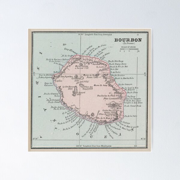 Item preview, Vintage Reunion Island Map (1901) designed and sold by BravuraMedia.