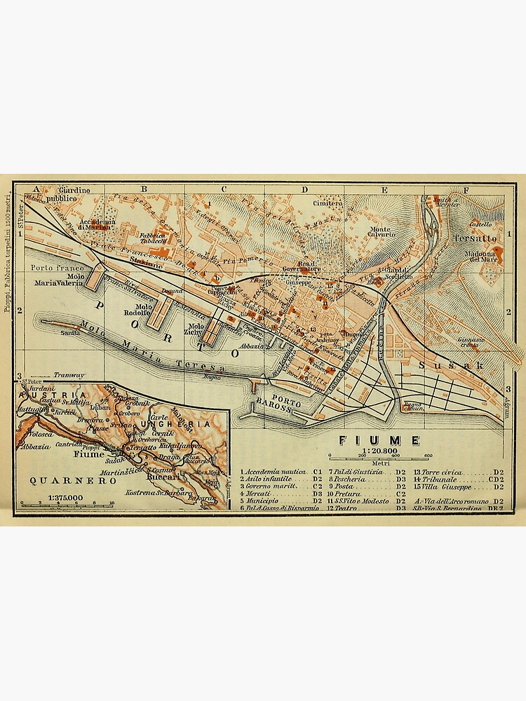 Vintage Rijeka Croatia Map (1911) Premium Matte Vertical Poster sold by ...