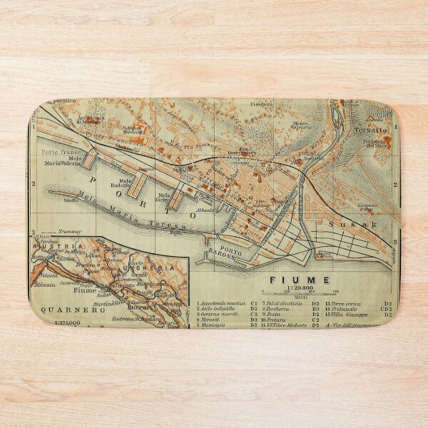 Item preview, Vintage Rijeka Croatia Map (1911) designed and sold by BravuraMedia.