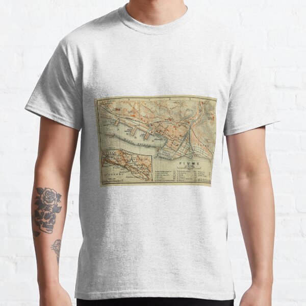 Vintage Rijeka Croatia Map (1911) Classic T-Shirt