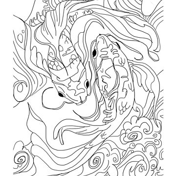 Artwork thumbnail, Minimalist Zen Japan Koi Fish Waves and Clouds (WHITE) - "Make Peace With Yourself" by -ashkutty-