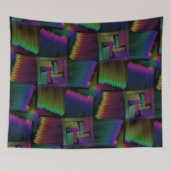 Item preview, Patrón de arco iris oscuro cuadrado designed and sold by weavernap.