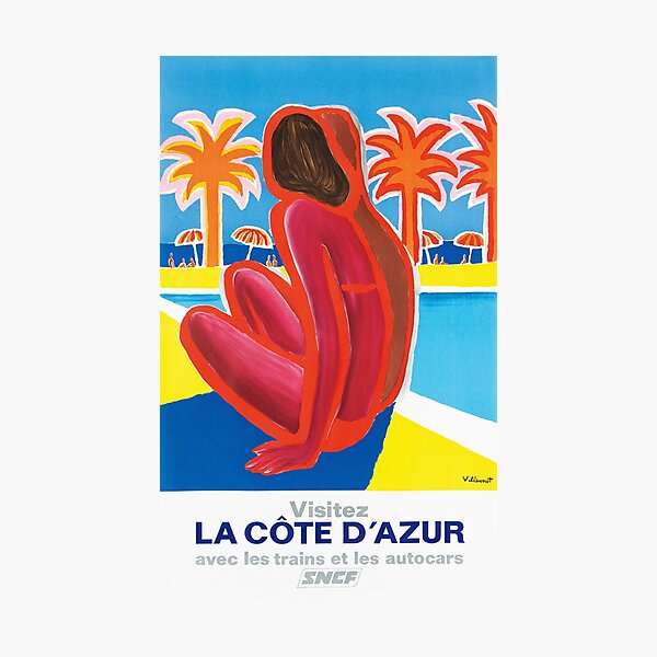 La Côte d'Azur - Vintage French Travel Poster Photographic Print