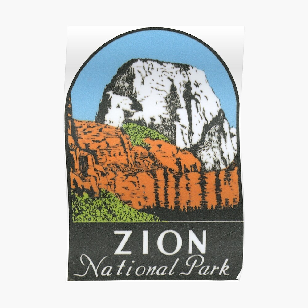 Zion National Park   Utah   Vintage Looking   Travel Decal  Sticker  Label 