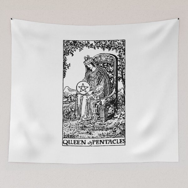 Item preview, Tarot Card : Queen of Pentacles black & white designed and sold by tarotcarddesign.