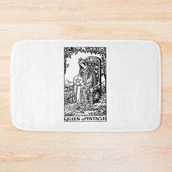 Item preview, Tarot Card : Queen of Pentacles black & white designed and sold by tarotcarddesign.