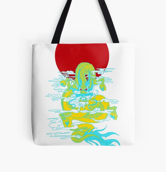 Druggy Dragon in Japan All Over Print Tote Bag