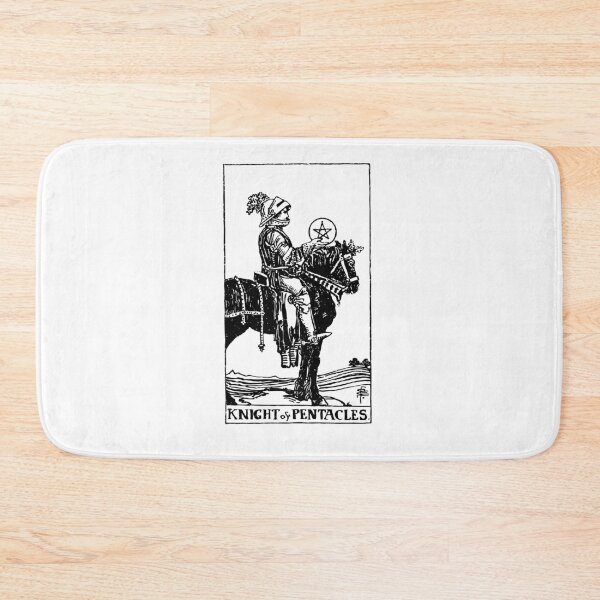 Item preview, Tarot Card : Knight of Pentacles black & white designed and sold by tarotcarddesign.