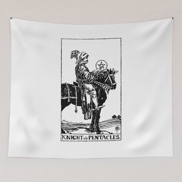Item preview, Tarot Card : Knight of Pentacles black & white designed and sold by tarotcarddesign.