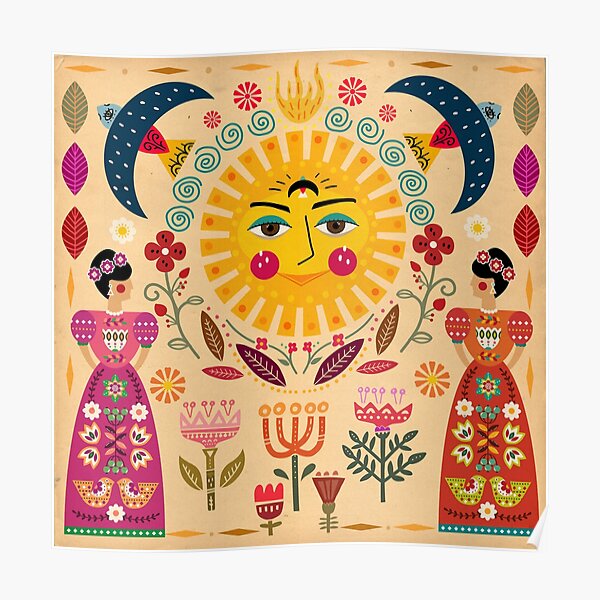 Art populaire inspiré par la fabuleuse Frida Poster