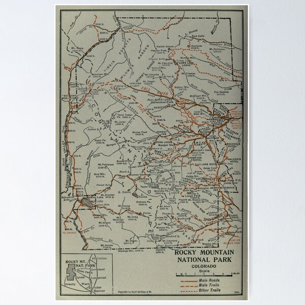 Item preview, Vintage Rocky Mountains National Park Map (1919) designed and sold by BravuraMedia.