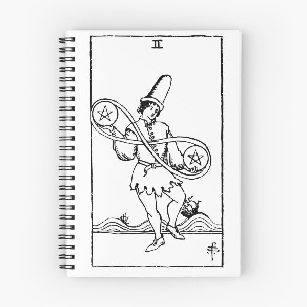 Item preview, Tarot Card : 2 of Pentacles | Two of Pentacles black & white designed and sold by tarotcarddesign.