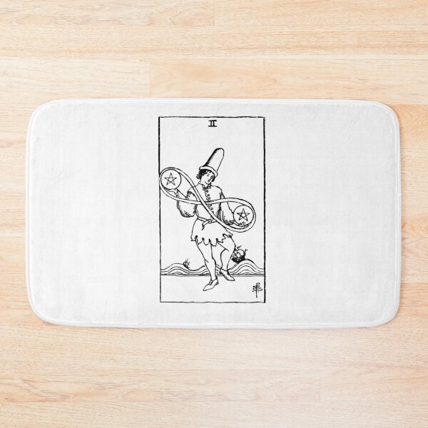 Item preview, Tarot Card : 2 of Pentacles | Two of Pentacles black & white designed and sold by tarotcarddesign.