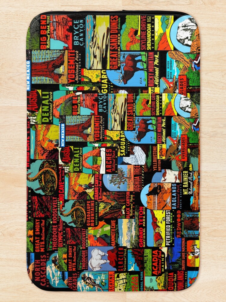 Alternate view of American National Parks Vintage Travel Decal Bomb Bath Mat