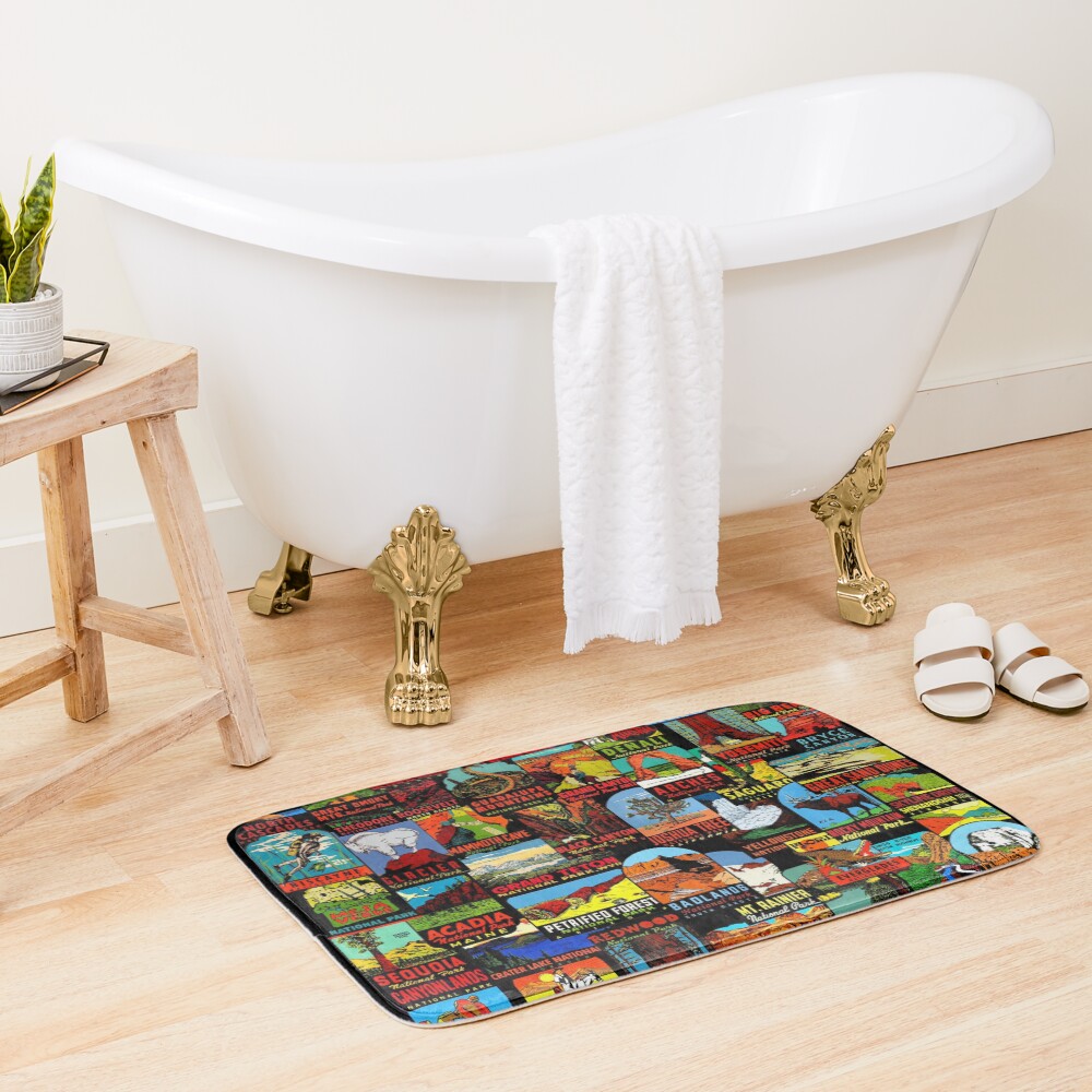 American National Parks Vintage Travel Decal Bomb Bath Mat