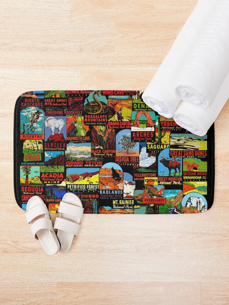 Alternate view of American National Parks Vintage Travel Decal Bomb Bath Mat