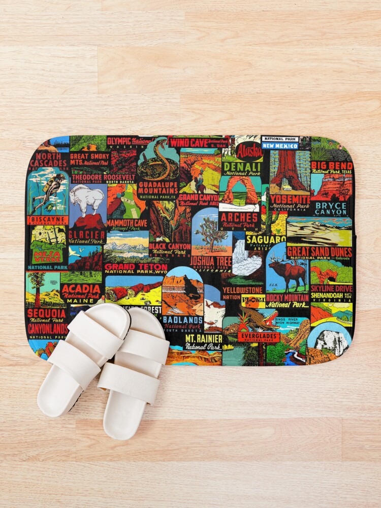 Alternate view of American National Parks Vintage Travel Decal Bomb Bath Mat