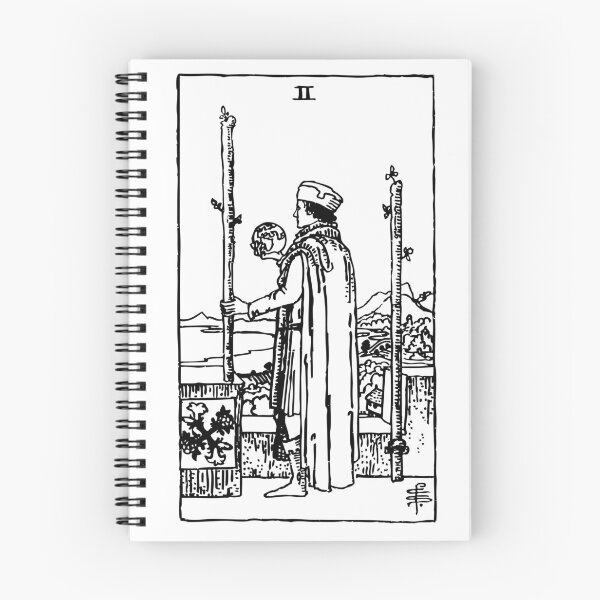 Item preview, Tarot Card : 2 of Wands | Two of Wands black & white designed and sold by tarotcarddesign.