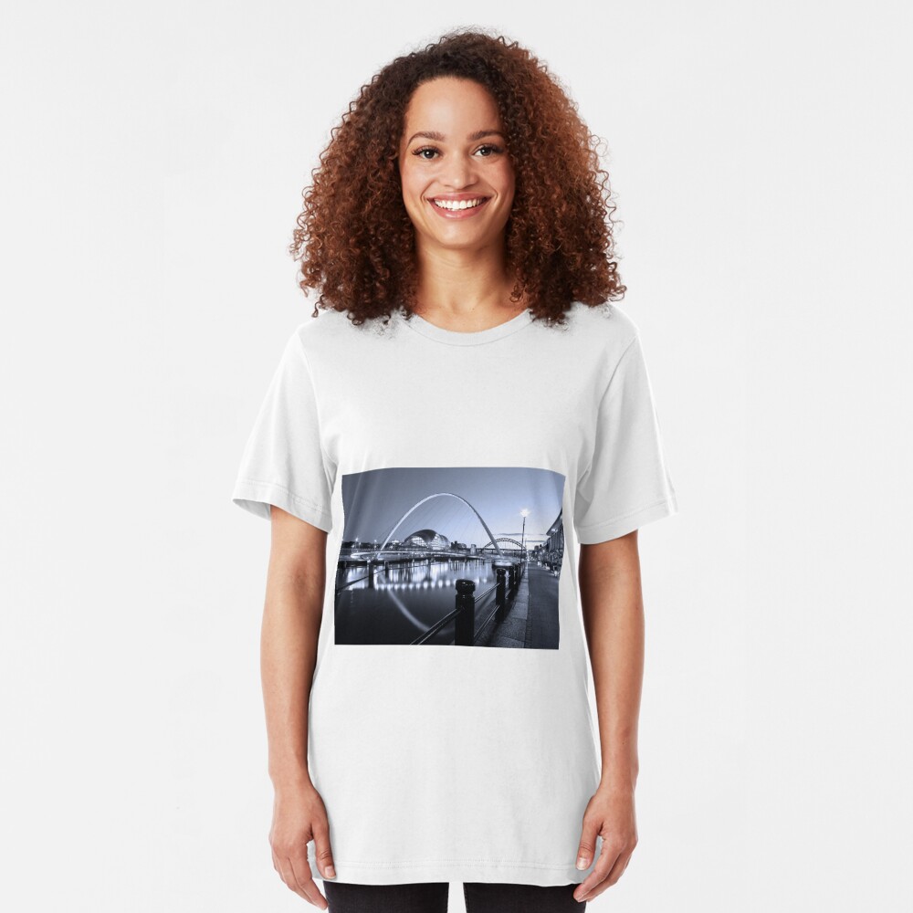 Newcastle Quayside and Millennium Bridge Slim Fit T-Shirt