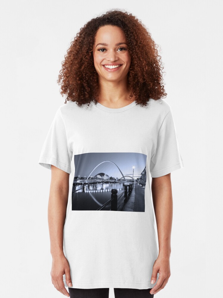 Alternate view of Newcastle Quayside and Millennium Bridge Slim Fit T-Shirt