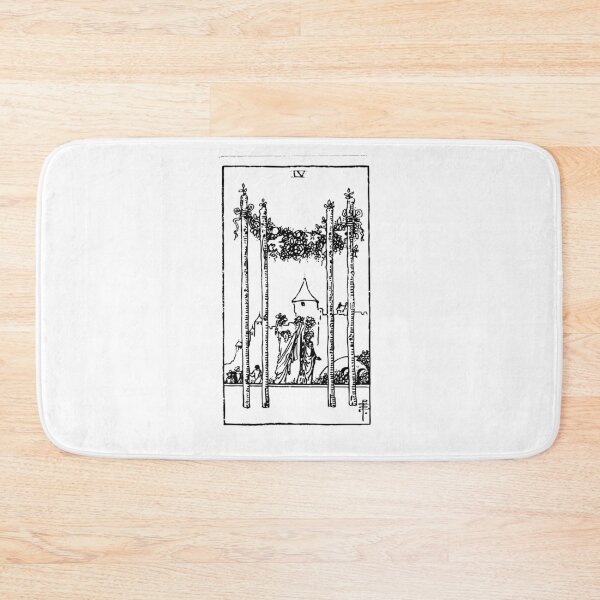 Item preview, Tarot Card : 4 of Wands | Four of Wands black & white designed and sold by tarotcarddesign.