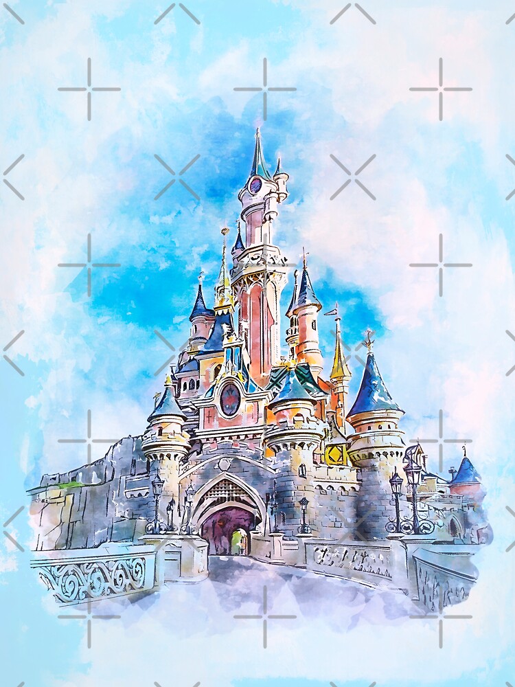 Disneyland Sticker, Sleeping Beautys Castle, Disney Watercolor