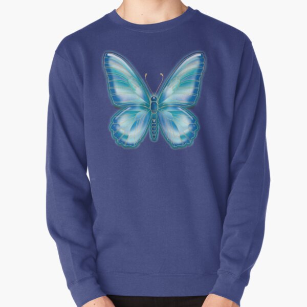 Turquoise Butterfly Pullover Sweatshirt