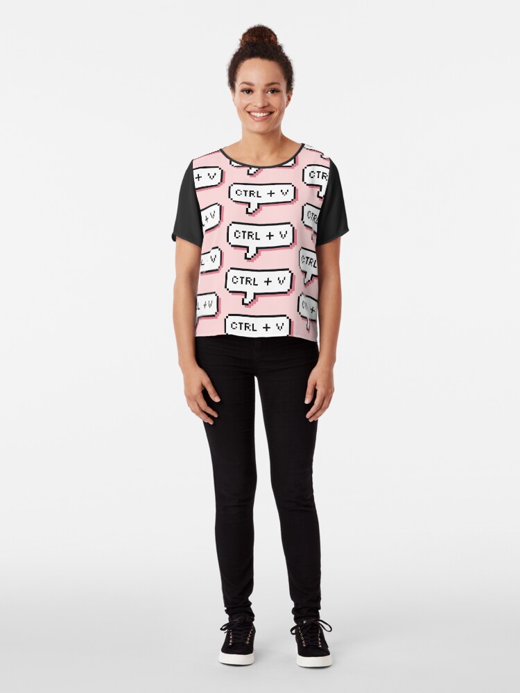 Alternate view of CTRL + V - Pixel Speech Bubble - (Pink) Chiffon Top