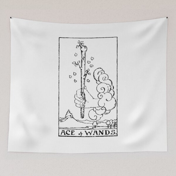 Item preview, Tarot Card : Ace of Wands  | One of Wands  black & white designed and sold by tarotcarddesign.