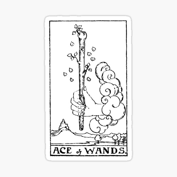 Tarot Card : Ace of Wands | One of Wands black &amp; white" Sticker for Sale by | Redbubble
