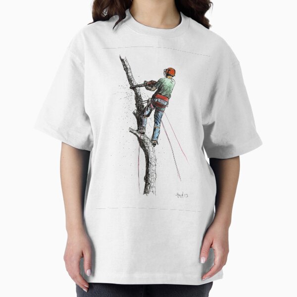 Item preview, Arborist Tree Surgeon topping out using a chainsaw . designed and sold by Gordon Lavender.