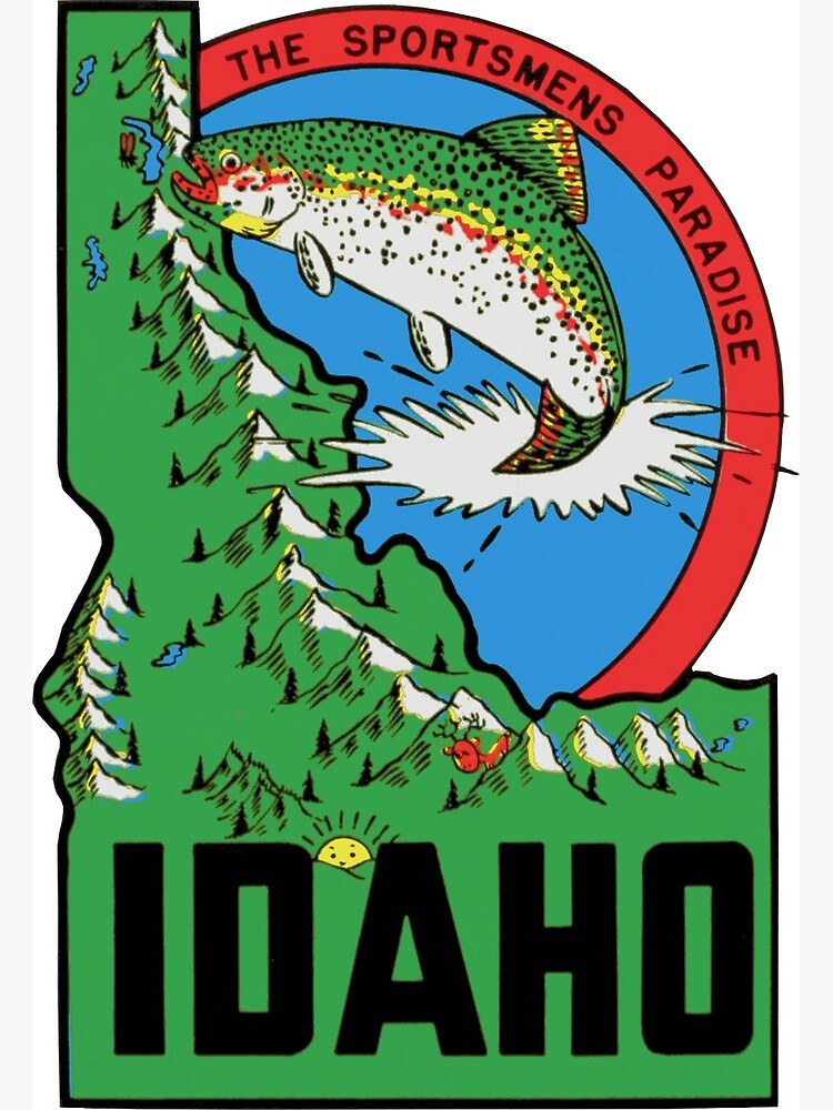  Vintage Fish Idaho State Map ID Fly Fishing Hoodie